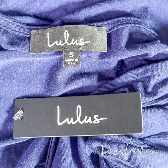 NWT Lulu's Garden District Navy Blue Wrap Maxi Dress Size Small - Picture 6 of 13